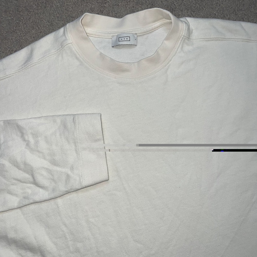 Ayr Shirt Womens Large Cream Crew Long Sleeve Oversized Cotton Tee Jersey Top